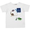 ベビー服 男の子 綿100％ 恐竜 プリント ワッペンつき ロゴ 刺繍 Tシャツ オフホワイト(11) 正面