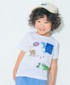ベビー服 男の子 綿100％ 恐竜 プリント ワッペンつき ロゴ 刺繍 Tシャツ オフホワイト(11) モデル画像アップ