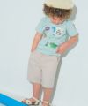 ベビー服 男の子 綿100％ 恐竜 プリント ワッペンつき ロゴ 刺繍 Tシャツ グリーン(08) モデル画像全身