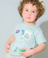ベビー服 男の子 綿100％ 恐竜 プリント ワッペンつき ロゴ 刺繍 Tシャツ グリーン(08) モデル画像1