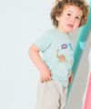 ベビー服 男の子 綿100％ 恐竜 プリント ワッペンつき ロゴ 刺繍 Tシャツ グリーン(08) モデル画像3