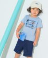 ベビー服 男の子 ストレッチデニム オリジナルロゴワッペン ハーフパンツ ネイビー(06) モデル画像アップ