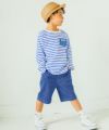 ベビー服 男の子 ストレッチデニム オリジナルロゴワッペン ハーフパンツ ブルー(61) モデル画像2