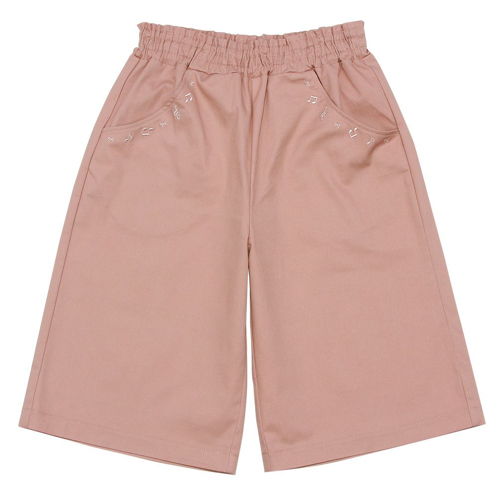 子供服 女の子 音符 刺? スーパーストレッチ ワイドパンツ ピンク(02) 正面