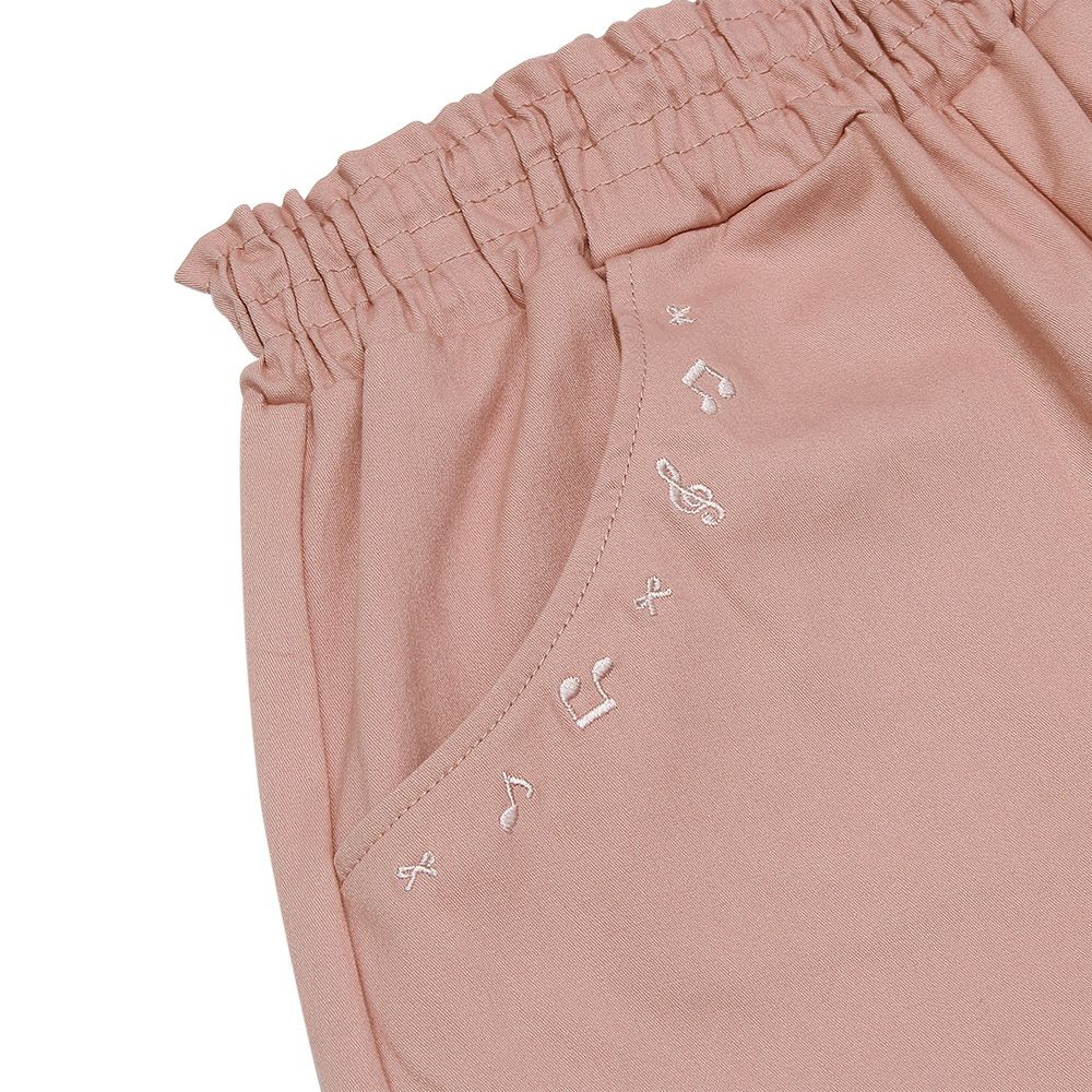 子供服 女の子 音符 刺? スーパーストレッチ ワイドパンツ ピンク(02) デザインポイント1