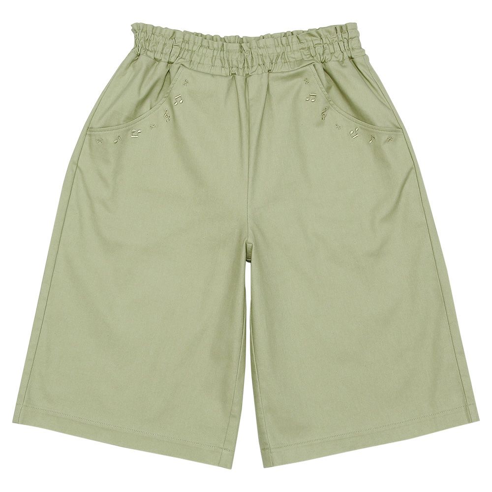 子供服 女の子 音符 刺? スーパーストレッチ ワイドパンツ グリーン(08) 正面