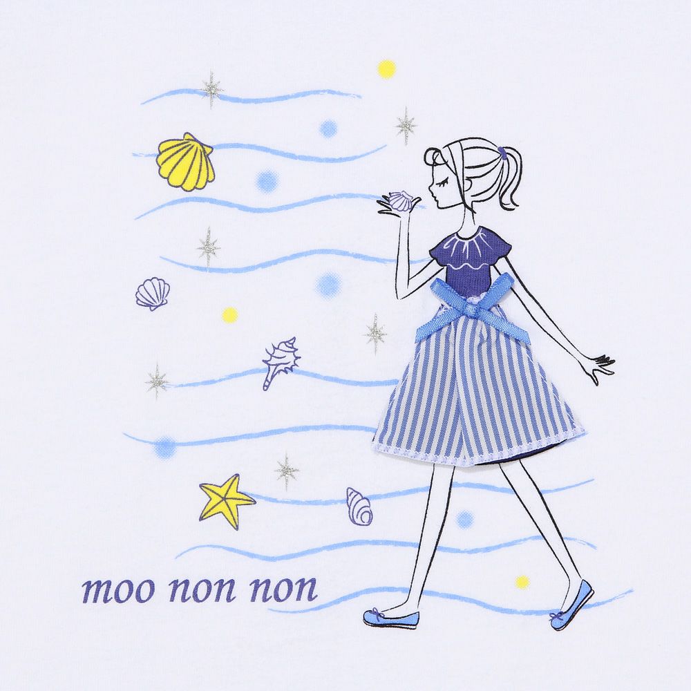 子供服 女の子 綿100％ 女の子モチーフ マリンテイスト フリル袖 Tシャツ オフホワイト(11) デザインポイント1