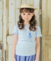 子供服 女の子 綿100％ 女の子モチーフ マリンテイスト フリル袖 Tシャツ ブルー(61) モデル画像アップ