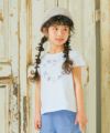 ベビー服 女の子 綿100％ ハートモチーフ ロゴ プリント   後ろ リボンつき Tシャツ オフホワイト(11) モデル画像アップ