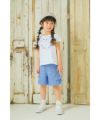 ベビー服 女の子 綿100％ ハートモチーフ ロゴ プリント   後ろ リボンつき Tシャツ オフホワイト(11) モデル画像2