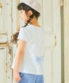 ベビー服 女の子 綿100％ ハートモチーフ ロゴ プリント   後ろ リボンつき Tシャツ オフホワイト(11) モデル画像3