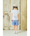 ベビー服 女の子 綿100％ ハートモチーフ ロゴ プリント   後ろ リボンつき Tシャツ オフホワイト(11) モデル画像4