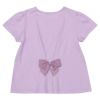 ベビー服 女の子 綿100％ ハートモチーフ ロゴ プリント   後ろ リボンつき Tシャツ パープル(91) 背面