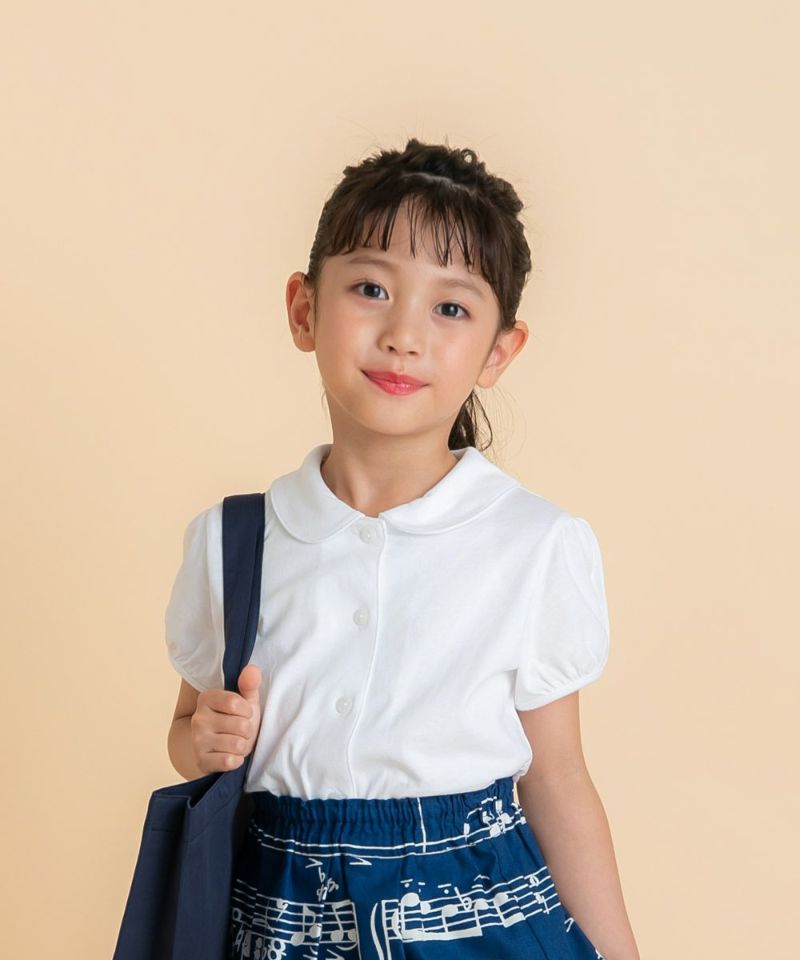 ベビー服 女の子 綿100％ボタン開き 丸襟 パフスリーブ ブラウス