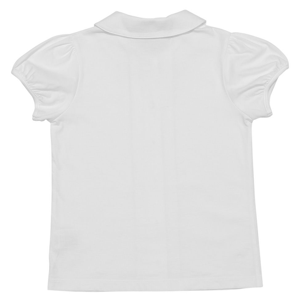 ベビー服 女の子 綿100％ボタン開き 丸襟 パフスリーブ ブラウス ホワイト(01) 背面