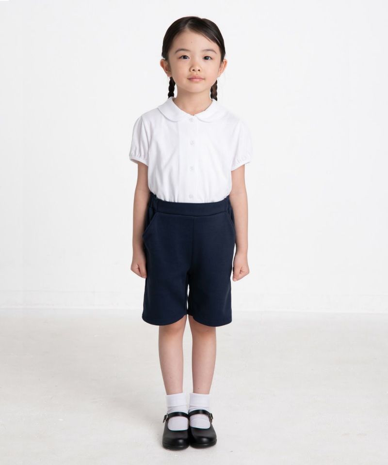 綿100％ボタン開き 丸襟 パフスリーブ ブラウス｜ベビー・子供服