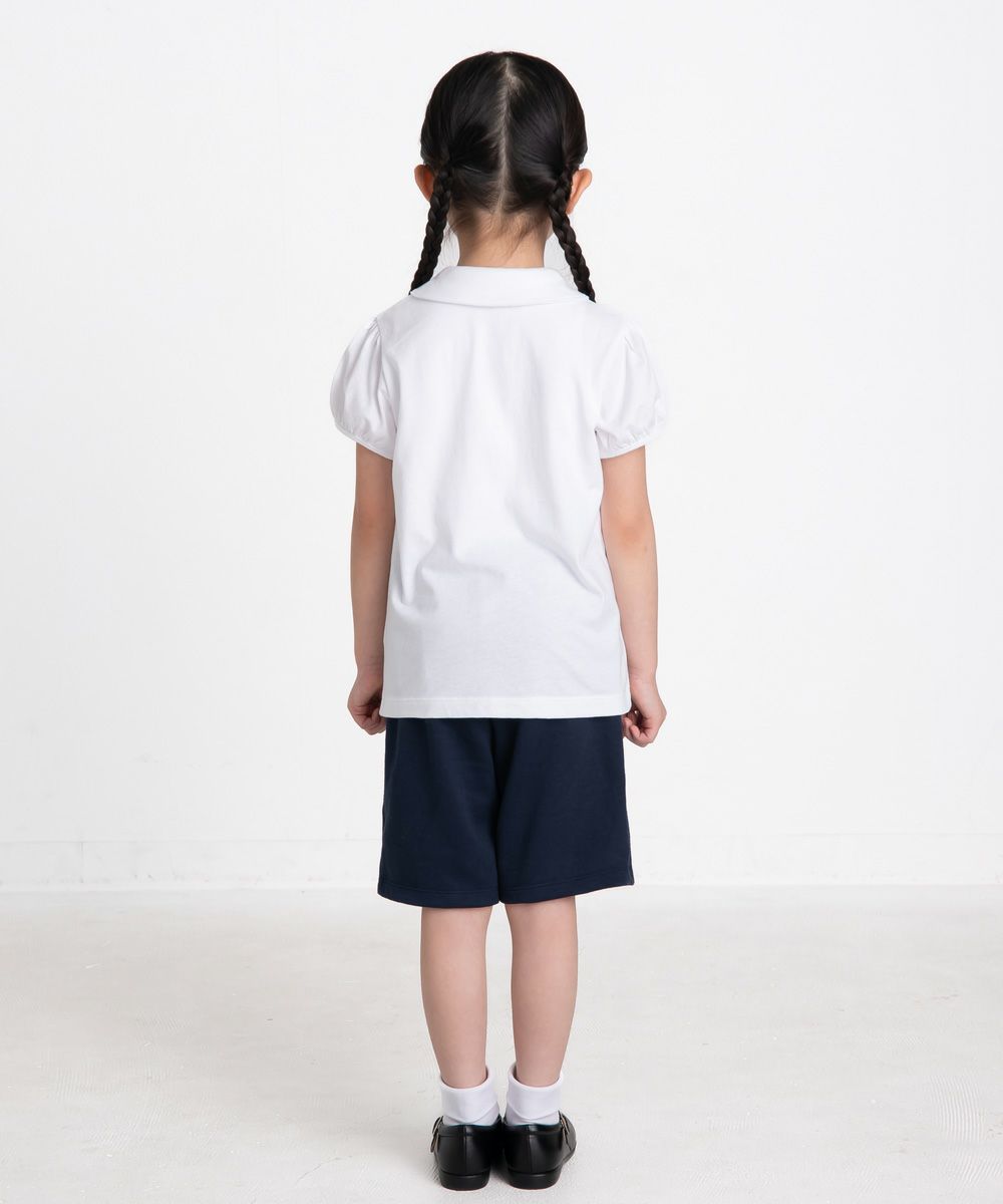 ベビー服 女の子 綿100％ボタン開き 丸襟 パフスリーブ ブラウス ホワイト(01) モデル画像3