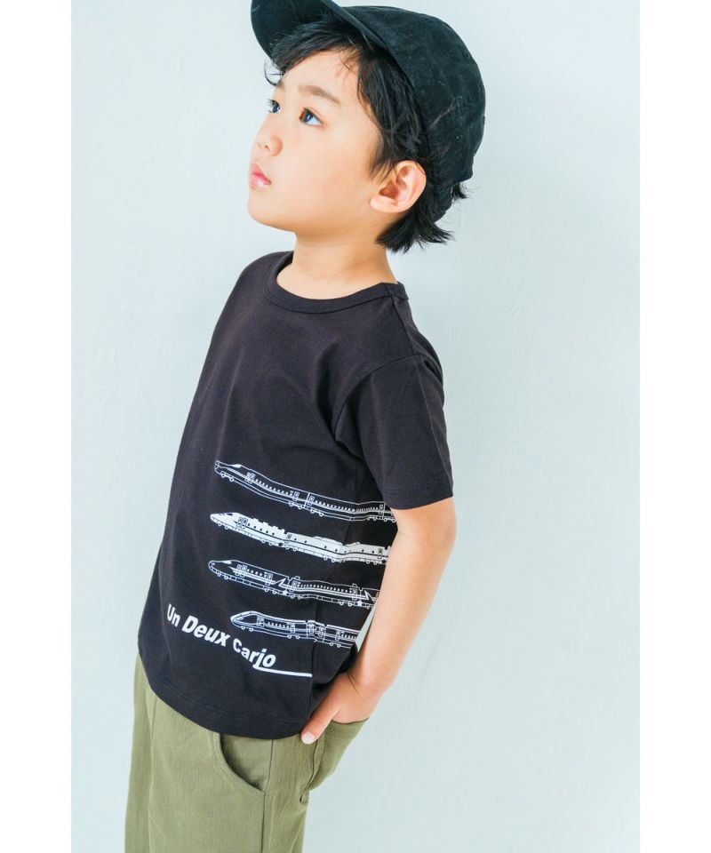 綿100％電車 ロゴ プリント Tシャツ｜ベビー・子供服 moononnon むー