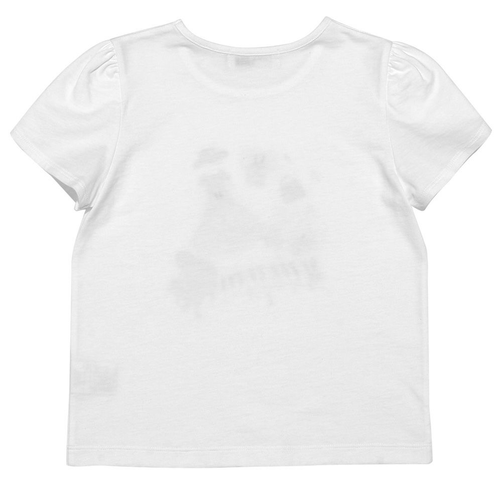 ベビー服 女の子 綿100％ ピアノ 音符 プリント リボンつき Tシャツ オフホワイト(11) 背面