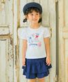 ベビー服 女の子 綿100％ ピアノ 音符 プリント リボンつき Tシャツ オフホワイト(11) モデル画像アップ