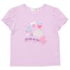ベビー服 女の子 綿100％ ピアノ 音符 プリント リボンつき Tシャツ パープル(91) 正面