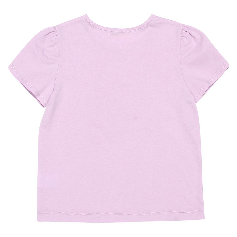 ベビー服 女の子 綿100％ ピアノ 音符 プリント リボンつき Tシャツ パープル(91) 背面