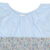 子供服 女の子 綿100％ 花柄 ギャザー ドッキングワンピース ブルー(61) デザインポイント1