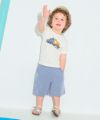 ベビー服 男の子 ダンガリー ブランドロゴタグつき ハーフパンツ ネイビー(06) モデル画像アップ