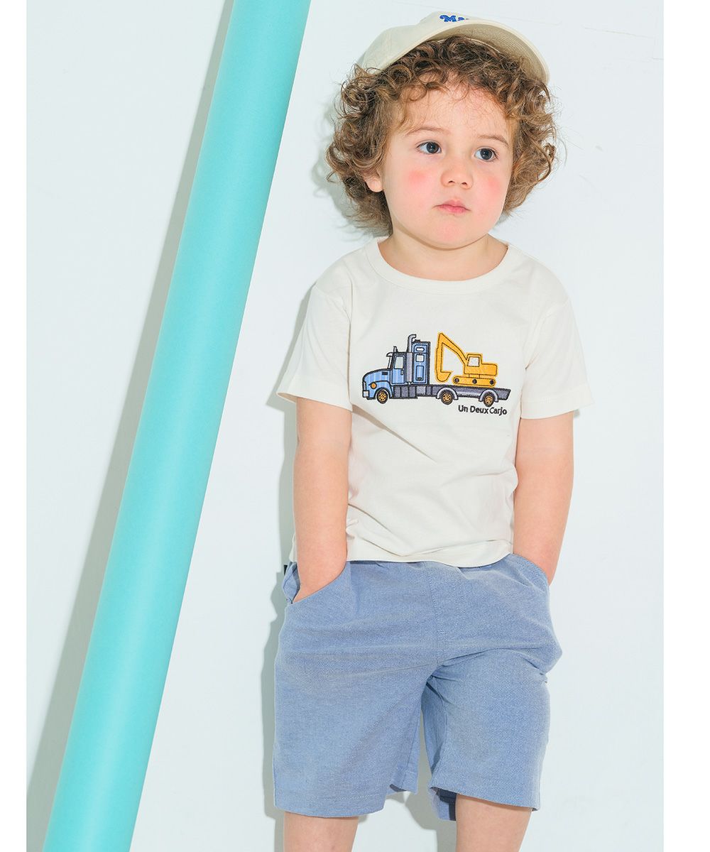 ベビー服 男の子 ダンガリー ブランドロゴタグつき ハーフパンツ ネイビー(06) モデル画像2