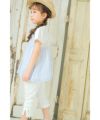 子供服 女の子 ストレッチツイル リボン 7分丈 クロップドパンツ オフホワイト(11) モデル画像1