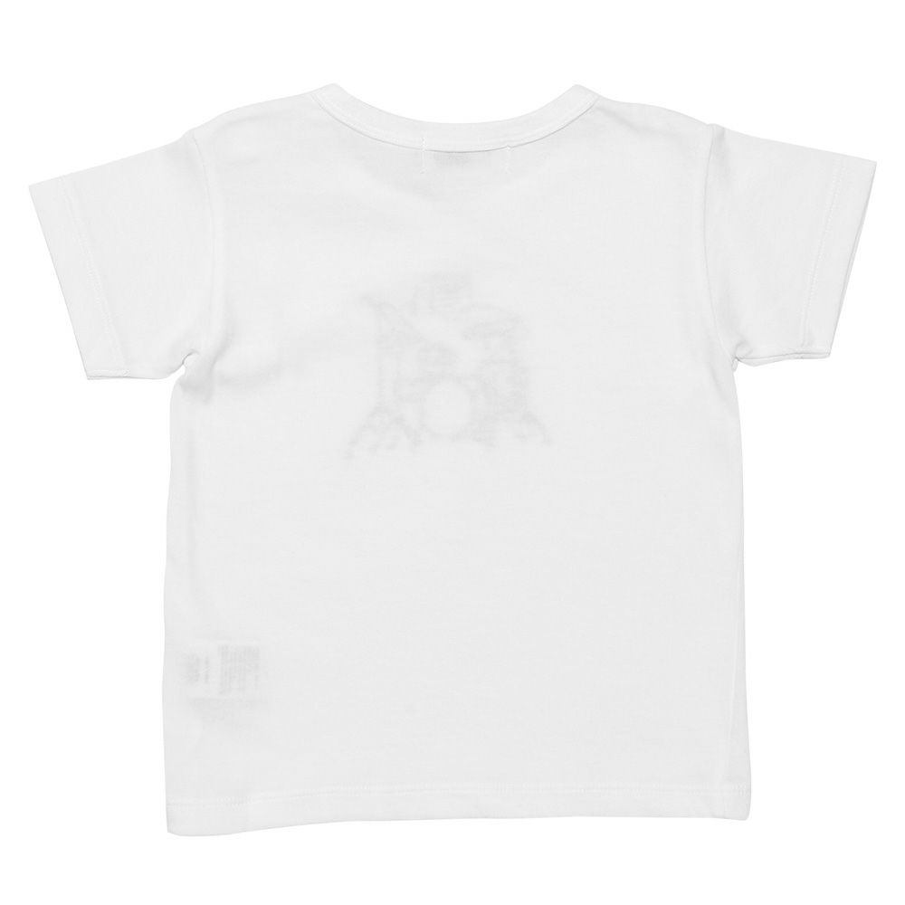 ベビー服 男の子 ベビー 綿100％ くま ドラム バンド プリントTシャツ オフホワイト(11) 背面