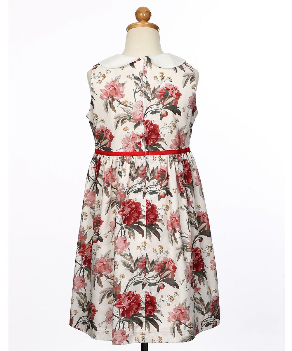 ベビー服 女の子 リバティプリント使用 花柄 ワンピース オフホワイト(11) トルソー背面