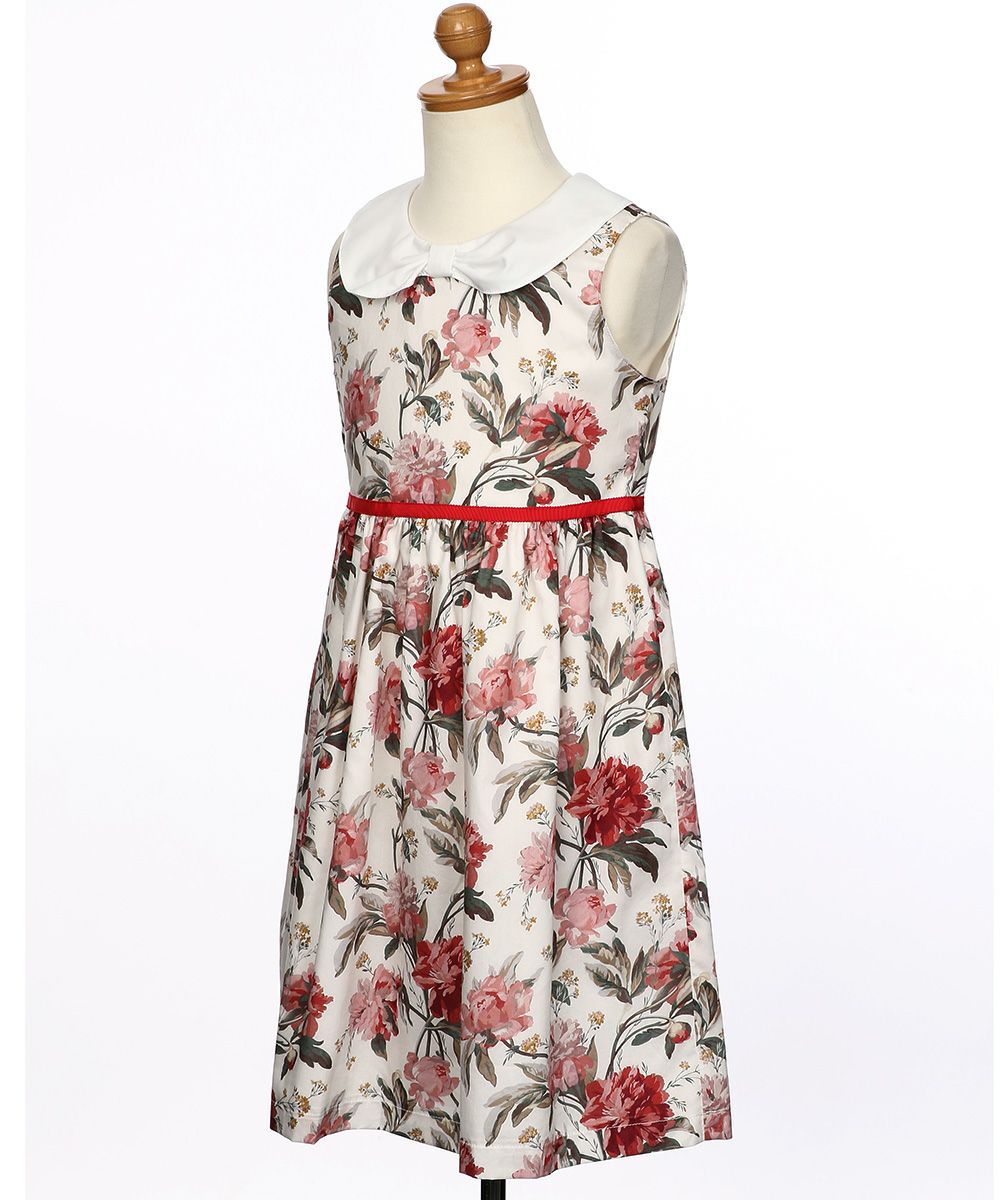 ベビー服 女の子 リバティプリント使用 花柄 ワンピース オフホワイト(11) トルソー斜め