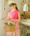 子供服 女の子 リバティプリント使用 花柄 取り外しリボンつきワンピース ピンク(02) モデル画像1