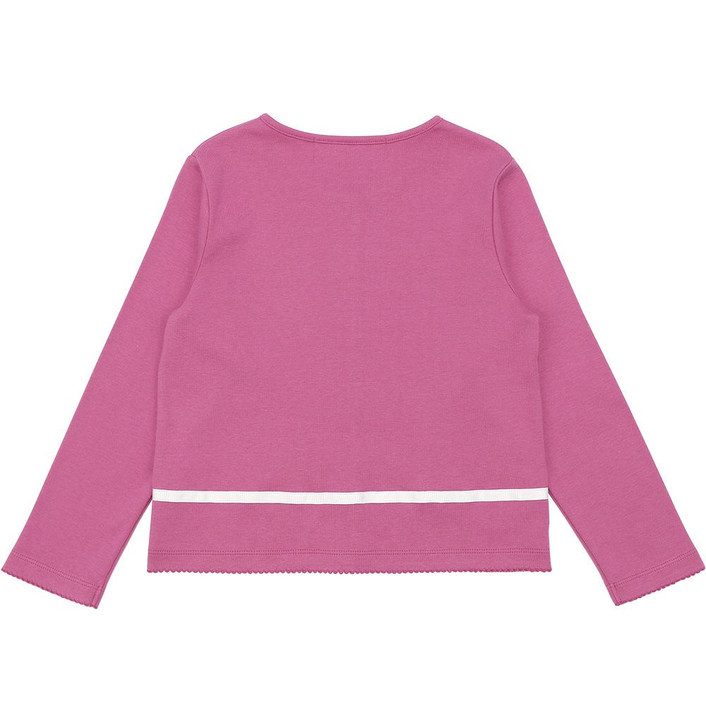 子供服 女の子 リボン付き ライン カーディガン ピンク(02) 背面