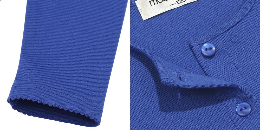 子供服 女の子 リボン付き ライン カーディガン ブルー(61) デザインポイント2