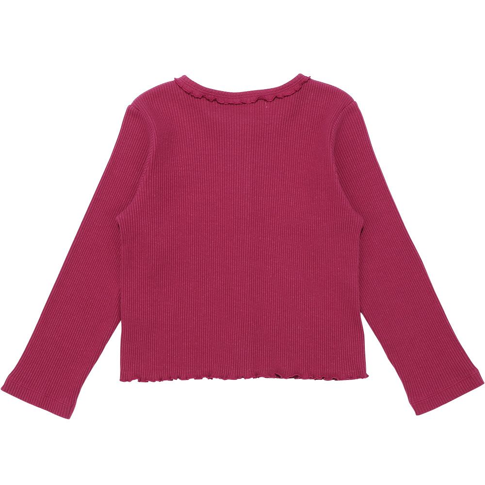 ベビー服 女の子 音符刺繍 リブカーディガン ピンク(02) 背面