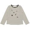 子供服 女の子 綿100％ ピアノ 音符 アップリケ Tシャツ ホワイト×ブラック(10) 正面
