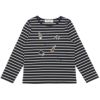 子供服 女の子 綿100％ ピアノ 音符 アップリケ Tシャツ ネイビー(06) 正面