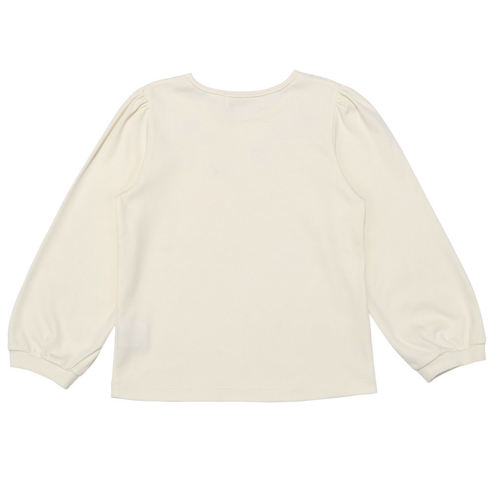 子供服 女の子 リボン ラメ プリント ネックレス風 Tシャツ オフホワイト(11) 背面