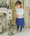 子供服 女の子 リボン ラメ プリント ネックレス風 Tシャツ オフホワイト(11) モデル画像2