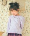 子供服 女の子 リボン ラメ プリント ネックレス風 Tシャツ パープル(91) モデル画像アップ
