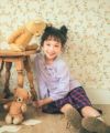 子供服 女の子 リボン ラメ プリント ネックレス風 Tシャツ パープル(91) モデル画像1