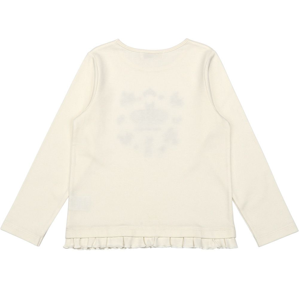 ベビー服 女の子 綿100％ バレエ モチーフ お花刺繍 Tシャツ オフホワイト(11) 背面