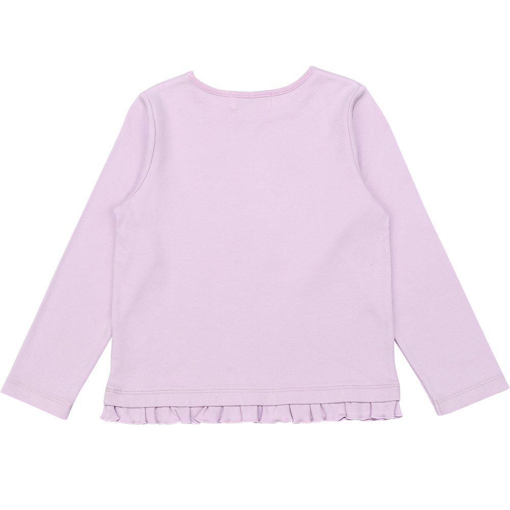 ベビー服 女の子 綿100％ バレエ モチーフ お花刺繍 Tシャツ パープル(91) 背面