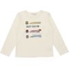 ベビー服 男の子 綿100％ 電車 乗り物プリント ワッペン　Tシャツ オフホワイト(11) 正面