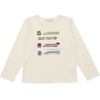 ベビー服 男の子 綿100％ 電車 乗り物プリント ワッペン　Tシャツ オフホワイト(11) 正面