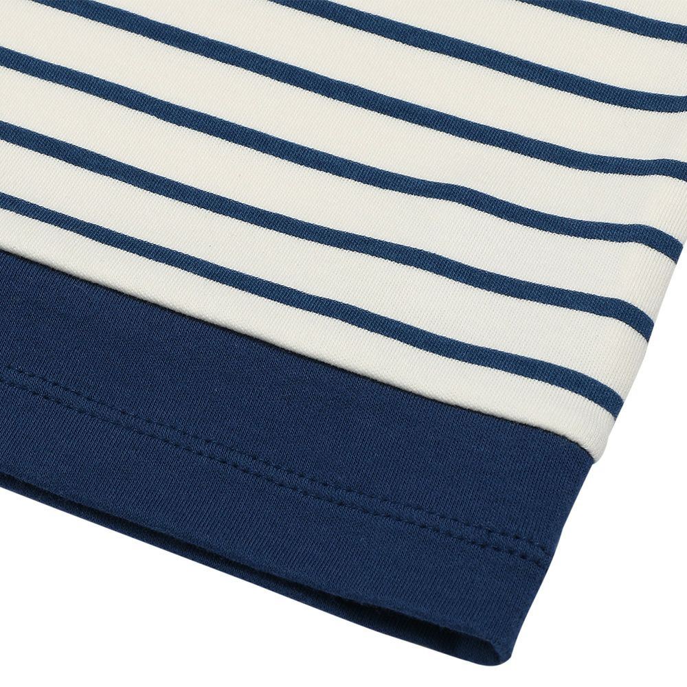ベビー服 男の子 綿100％ ボーダー柄ロゴ刺繍ポケット Tシャツ ホワイト×ネイビー(17) デザインポイント2