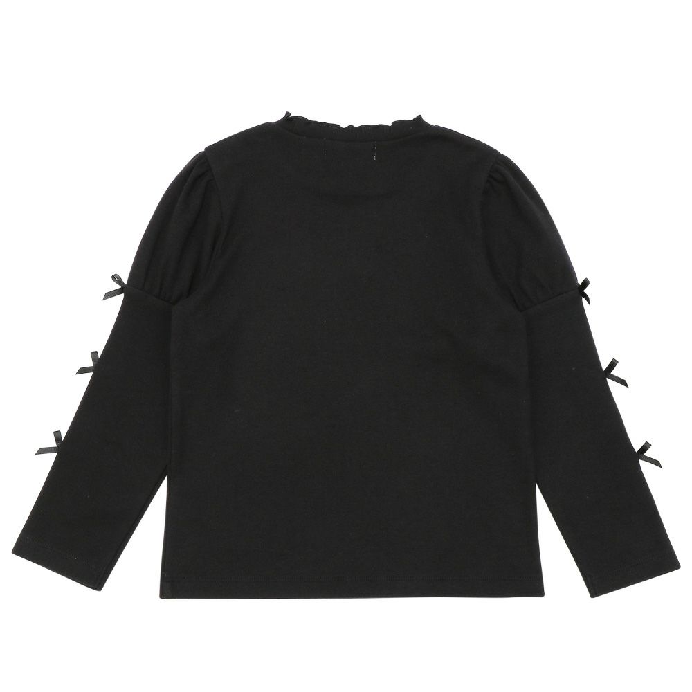 子供服 女の子 リボン パフスリーブ カットソー Tシャツ ブラック(00) 背面