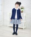 子供服 女の子 綿100％裾フリル音符刺繍カーディガン ネイビー(06) モデル画像2